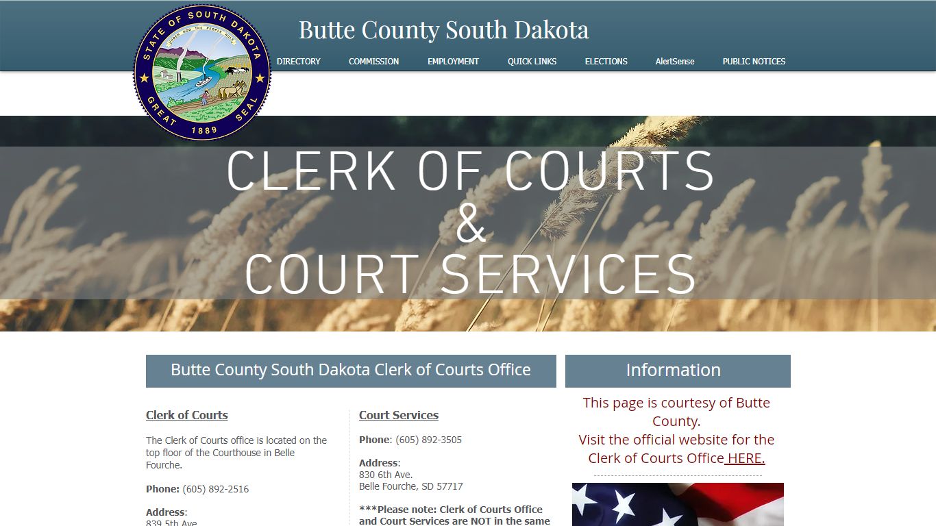 Butte County SD Clerk of Courts and Court Services, Belle ...